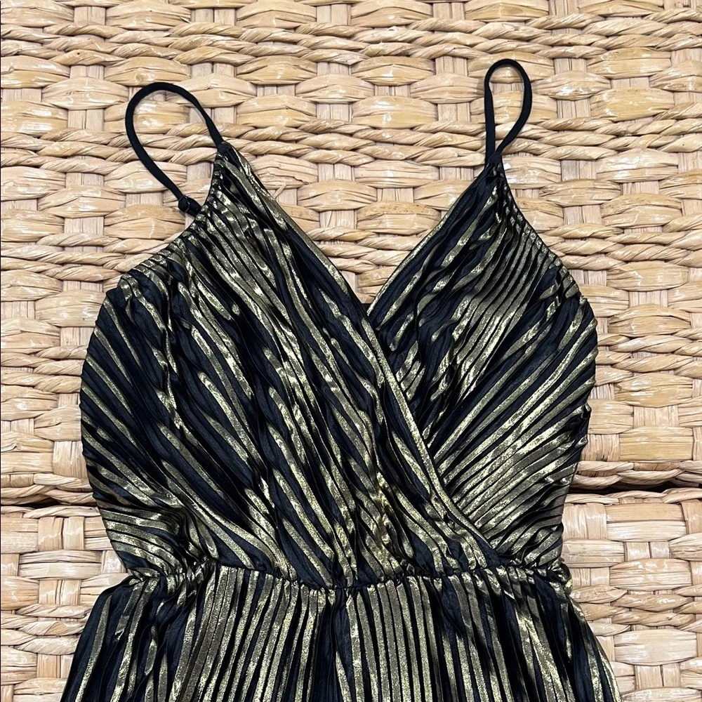TopShop Black and Gold Stripe Romper, size 2 - Picture 3 of 6